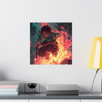 Tanjiro Kamado Hinokami Kagura, Demon Slayer Anime Matte Vertical Poster Wall Art
