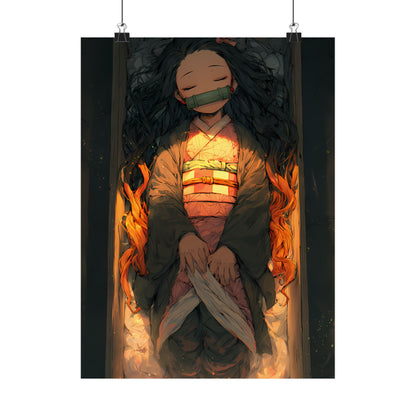Sleeping Nezuko, Demon Slayer Anime Matte Vertical Poster Wall Art