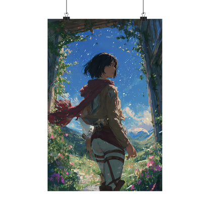 Mikasa Ackerman, Attack On Titan Anime Fan Art Matte Vertical Poster Wall Art