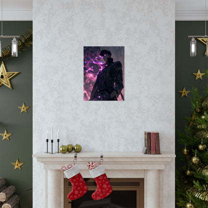 Solo Leveling Sung Jinwoo Shadow Monarch Anime Fan Art Matte Vertical Poster Wall Art