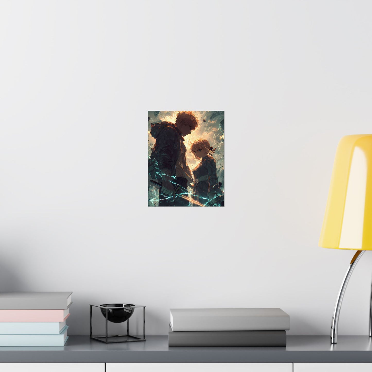 Saber and Emiya Shirou, Fate Stay Night Unlimited Blade Works Matte Vertical Poster Wall Art