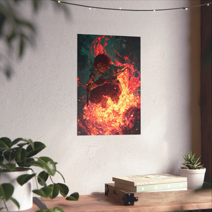 Tanjiro Kamado Hinokami Kagura, Demon Slayer Anime Matte Vertical Poster Wall Art