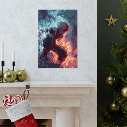 Icy Flames Shoto Todoroki My Hero Academia Anime Matte Vertical Poster Wall Art