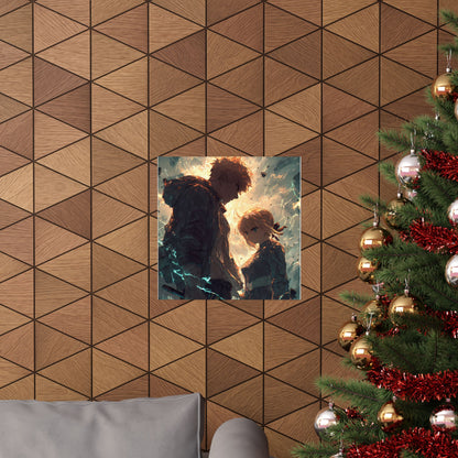 Saber and Emiya Shirou, Fate Stay Night Unlimited Blade Works Matte Vertical Poster Wall Art