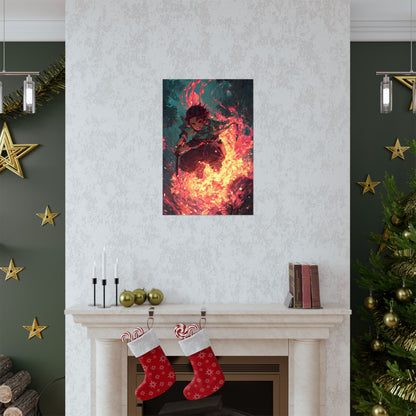 Tanjiro Kamado Hinokami Kagura, Demon Slayer Anime Matte Vertical Poster Wall Art