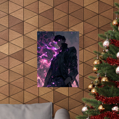 Solo Leveling Sung Jinwoo Shadow Monarch Anime Fan Art Matte Vertical Poster Wall Art