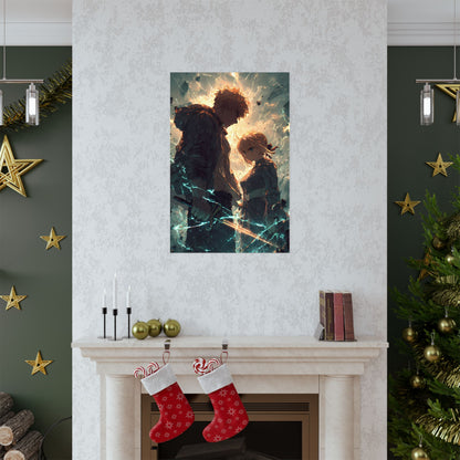 Saber and Emiya Shirou, Fate Stay Night Unlimited Blade Works Matte Vertical Poster Wall Art