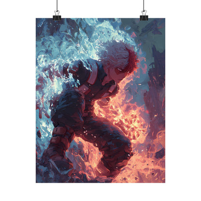 Icy Flames Shoto Todoroki My Hero Academia Anime Matte Vertical Poster Wall Art