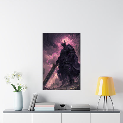 Dark Elemental Knight, Original Anime Art Matte Vertical Poster Wall Art