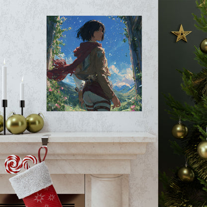 Mikasa Ackerman, Attack On Titan Anime Fan Art Matte Vertical Poster Wall Art
