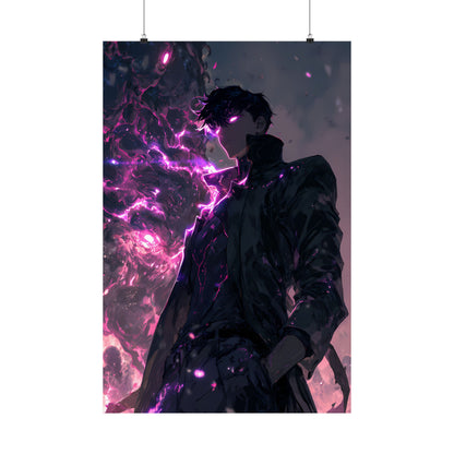 Solo Leveling Sung Jinwoo Shadow Monarch Anime Fan Art Matte Vertical Poster Wall Art