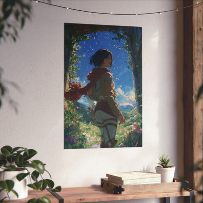 Mikasa Ackerman, Attack On Titan Anime Fan Art Matte Vertical Poster Wall Art