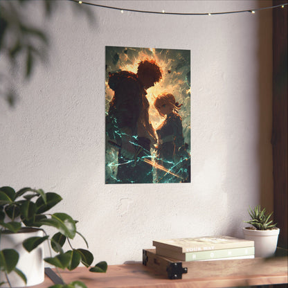 Saber and Emiya Shirou, Fate Stay Night Unlimited Blade Works Matte Vertical Poster Wall Art