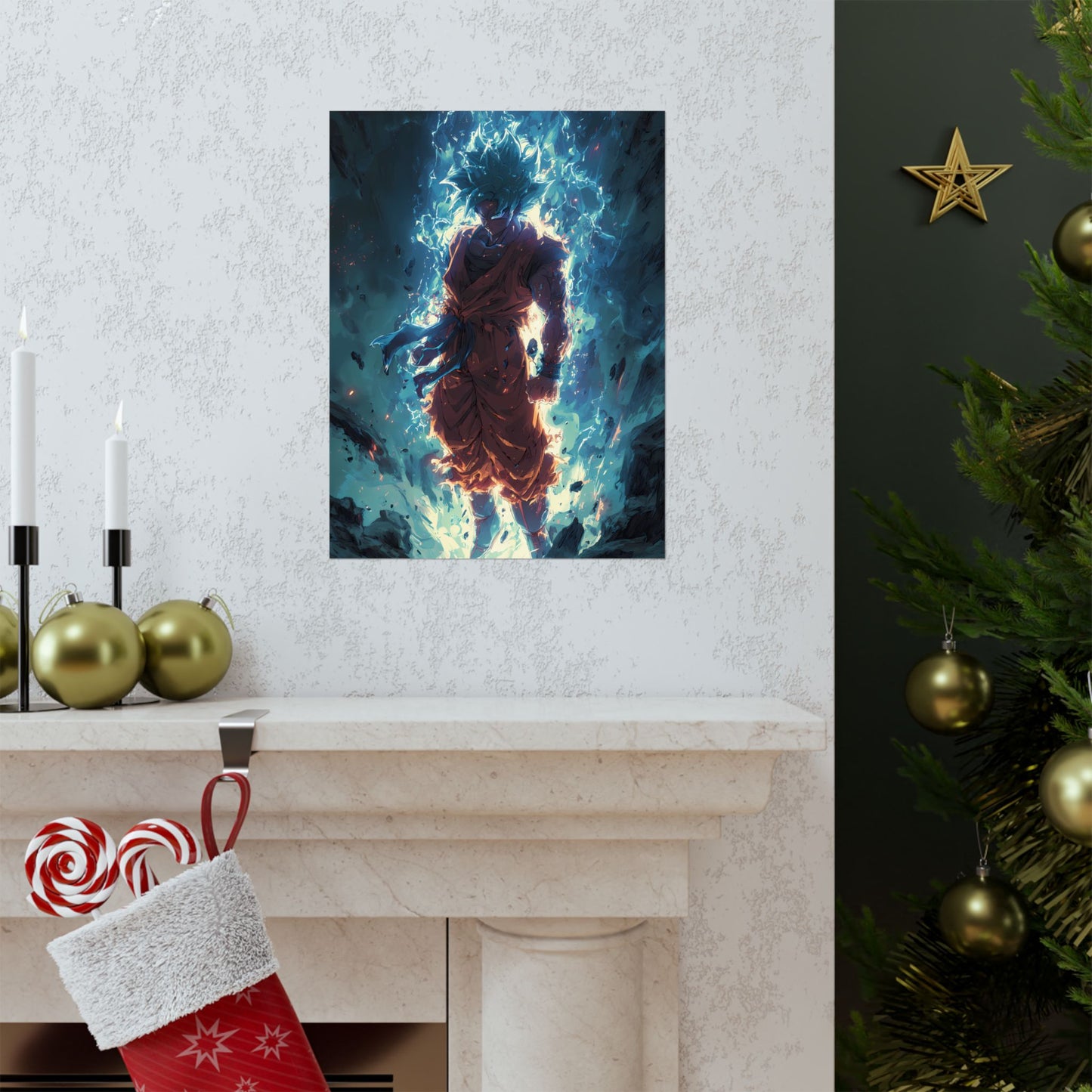 Super Saiyan Blue Goku, Dragon Ball Super Anime Fan Art Matte Vertical Poster Wall Art