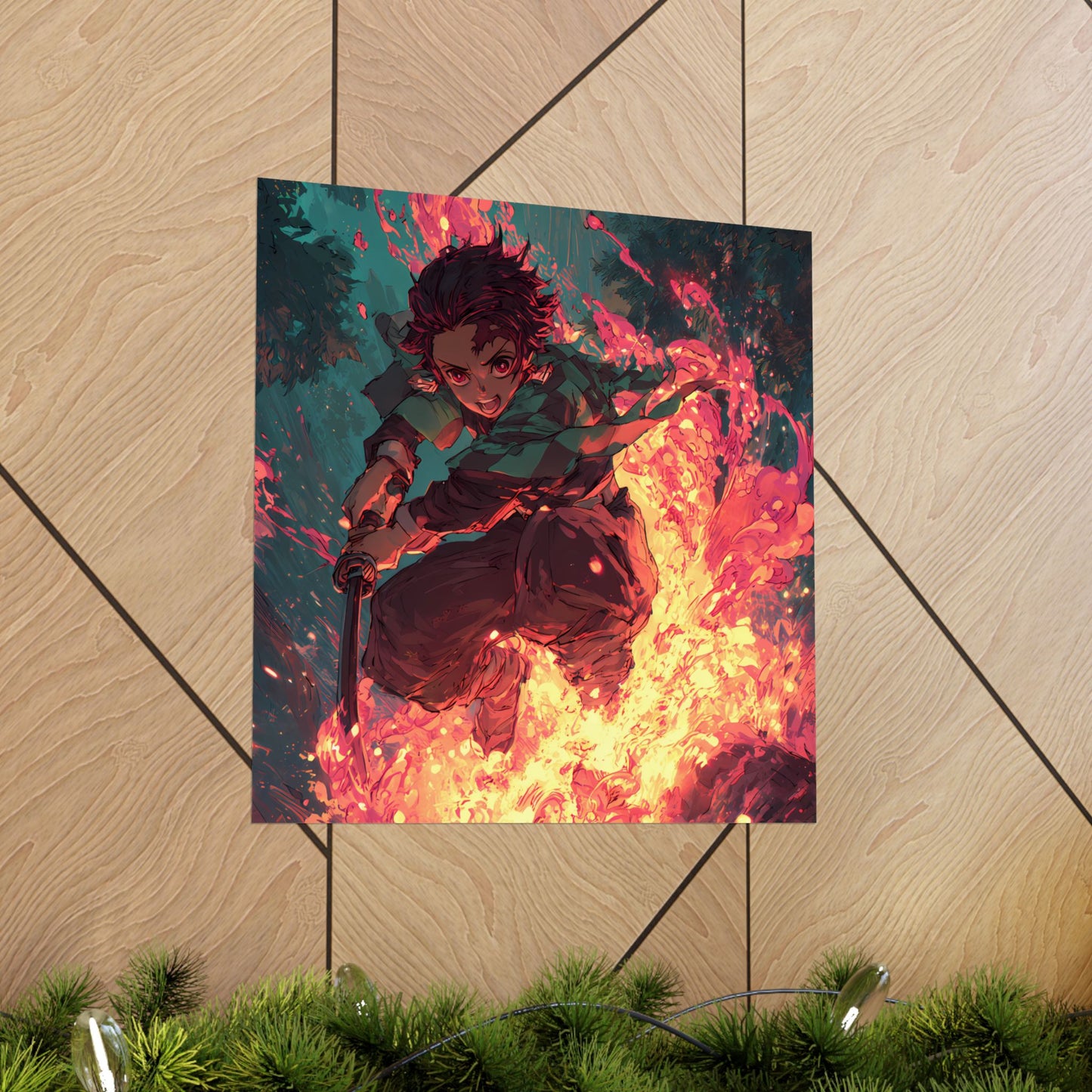 Tanjiro Kamado Hinokami Kagura, Demon Slayer Anime Matte Vertical Poster Wall Art