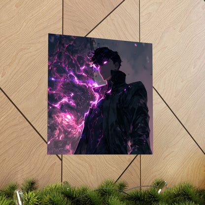 Solo Leveling Sung Jinwoo Shadow Monarch Anime Fan Art Matte Vertical Poster Wall Art