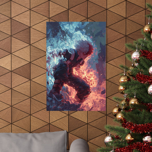 Icy Flames Shoto Todoroki My Hero Academia Anime Matte Vertical Poster Wall Art