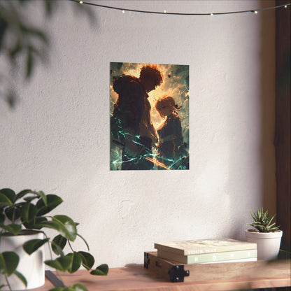 Saber and Emiya Shirou, Fate Stay Night Unlimited Blade Works Matte Vertical Poster Wall Art