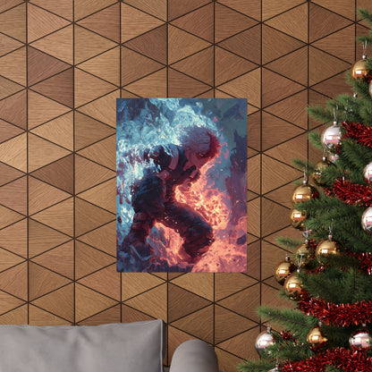 Icy Flames Shoto Todoroki My Hero Academia Anime Matte Vertical Poster Wall Art