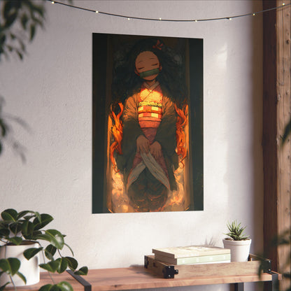Sleeping Nezuko, Demon Slayer Anime Matte Vertical Poster Wall Art