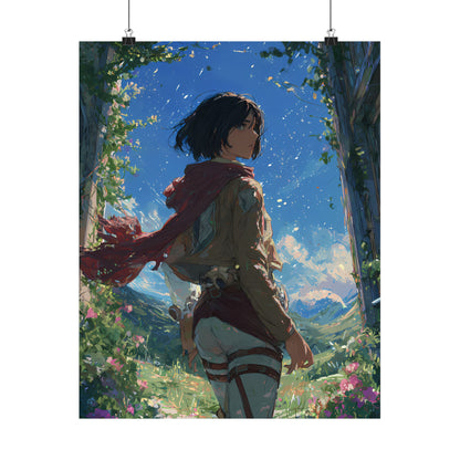 Mikasa Ackerman, Attack On Titan Anime Fan Art Matte Vertical Poster Wall Art
