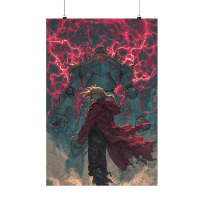 Edward and Alphonse Elric, Fullmetal Alchemist Brotherhood Anime Matte Vertical Poster Wall Art
