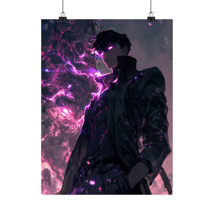 Solo Leveling Sung Jinwoo Shadow Monarch Anime Fan Art Matte Vertical Poster Wall Art
