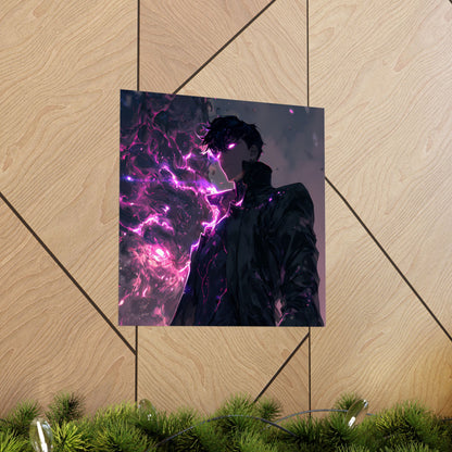 Solo Leveling Sung Jinwoo Shadow Monarch Anime Fan Art Matte Vertical Poster Wall Art