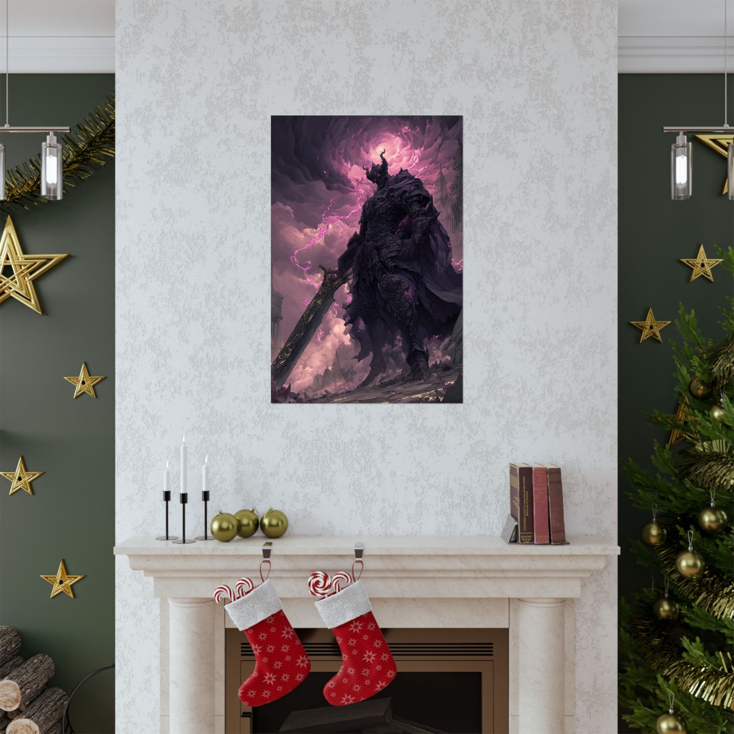 Dark Elemental Knight, Original Anime Art Matte Vertical Poster Wall Art