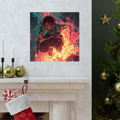 Tanjiro Kamado Hinokami Kagura, Demon Slayer Anime Matte Vertical Poster Wall Art