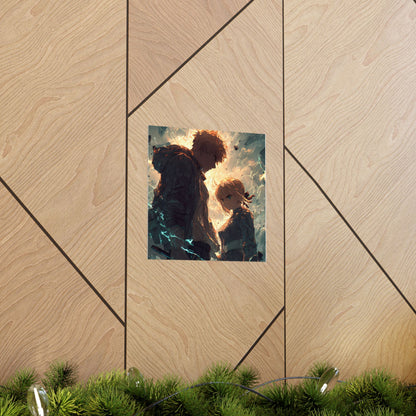 Saber and Emiya Shirou, Fate Stay Night Unlimited Blade Works Matte Vertical Poster Wall Art