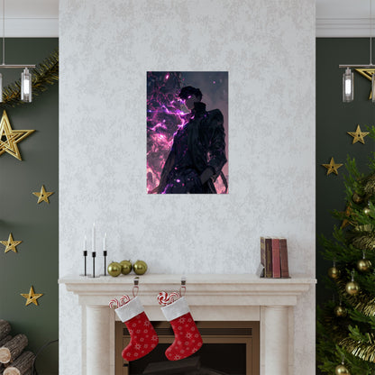 Solo Leveling Sung Jinwoo Shadow Monarch Anime Fan Art Matte Vertical Poster Wall Art