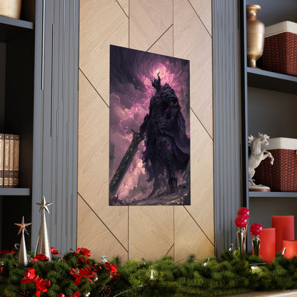 Dark Elemental Knight, Original Anime Art Matte Vertical Poster Wall Art