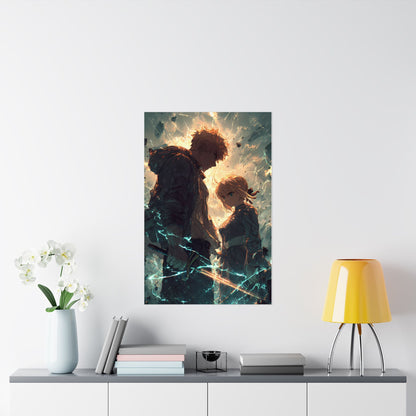 Saber and Emiya Shirou, Fate Stay Night Unlimited Blade Works Matte Vertical Poster Wall Art