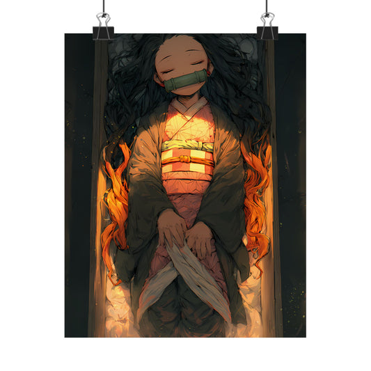 Sleeping Nezuko, Demon Slayer Anime Matte Vertical Poster Wall Art