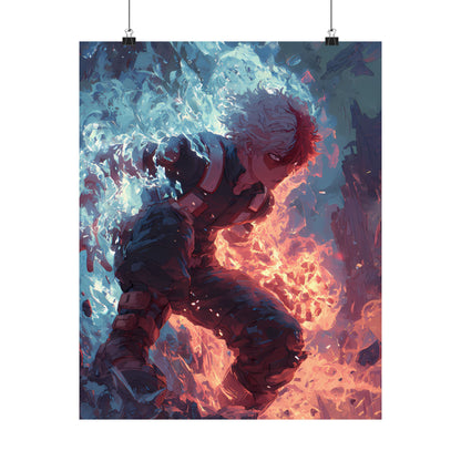 Icy Flames Shoto Todoroki My Hero Academia Anime Matte Vertical Poster Wall Art