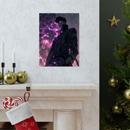 Solo Leveling Sung Jinwoo Shadow Monarch Anime Fan Art Matte Vertical Poster Wall Art