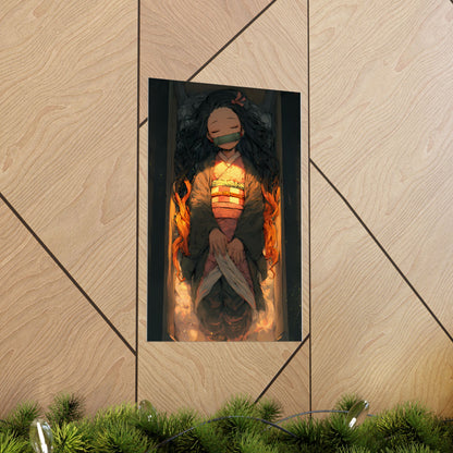 Sleeping Nezuko, Demon Slayer Anime Matte Vertical Poster Wall Art