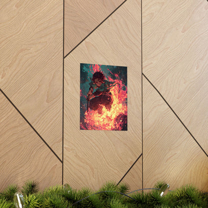 Tanjiro Kamado Hinokami Kagura, Demon Slayer Anime Matte Vertical Poster Wall Art