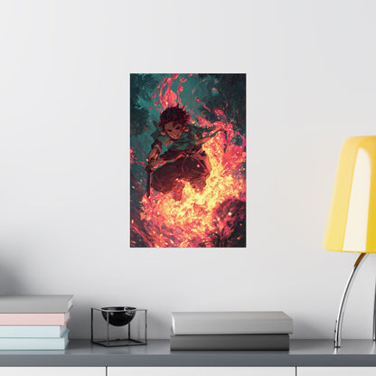 Tanjiro Kamado Hinokami Kagura, Demon Slayer Anime Matte Vertical Poster Wall Art
