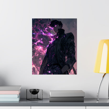 Solo Leveling Sung Jinwoo Shadow Monarch Anime Fan Art Matte Vertical Poster Wall Art