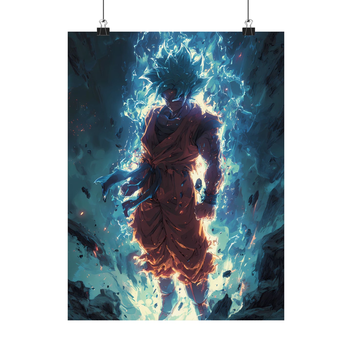 Super Saiyan Blue Goku, Dragon Ball Super Anime Fan Art Matte Vertical Poster Wall Art