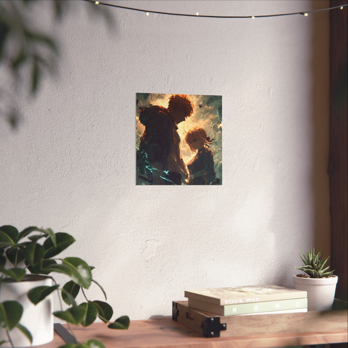 Saber and Emiya Shirou, Fate Stay Night Unlimited Blade Works Matte Vertical Poster Wall Art