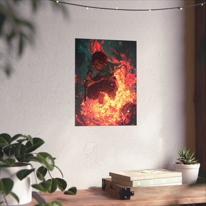 Tanjiro Kamado Hinokami Kagura, Demon Slayer Anime Matte Vertical Poster Wall Art