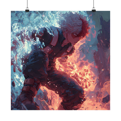 Icy Flames Shoto Todoroki My Hero Academia Anime Matte Vertical Poster Wall Art