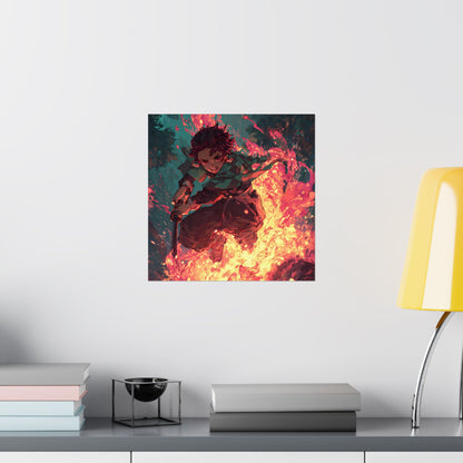 Tanjiro Kamado Hinokami Kagura, Demon Slayer Anime Matte Vertical Poster Wall Art