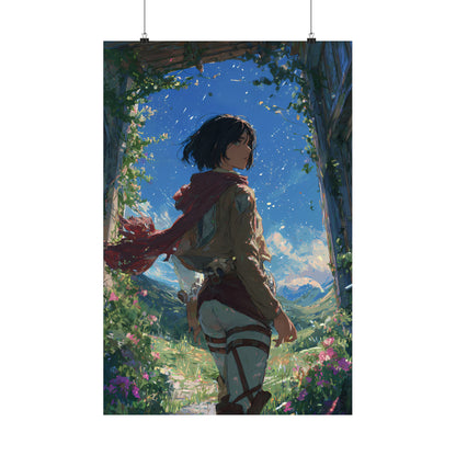 Mikasa Ackerman, Attack On Titan Anime Fan Art Matte Vertical Poster Wall Art