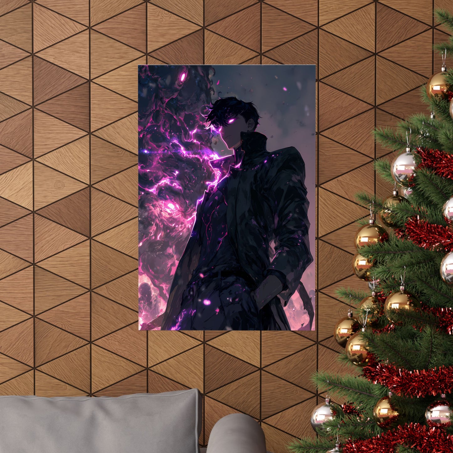 Solo Leveling Sung Jinwoo Shadow Monarch Anime Fan Art Matte Vertical Poster Wall Art