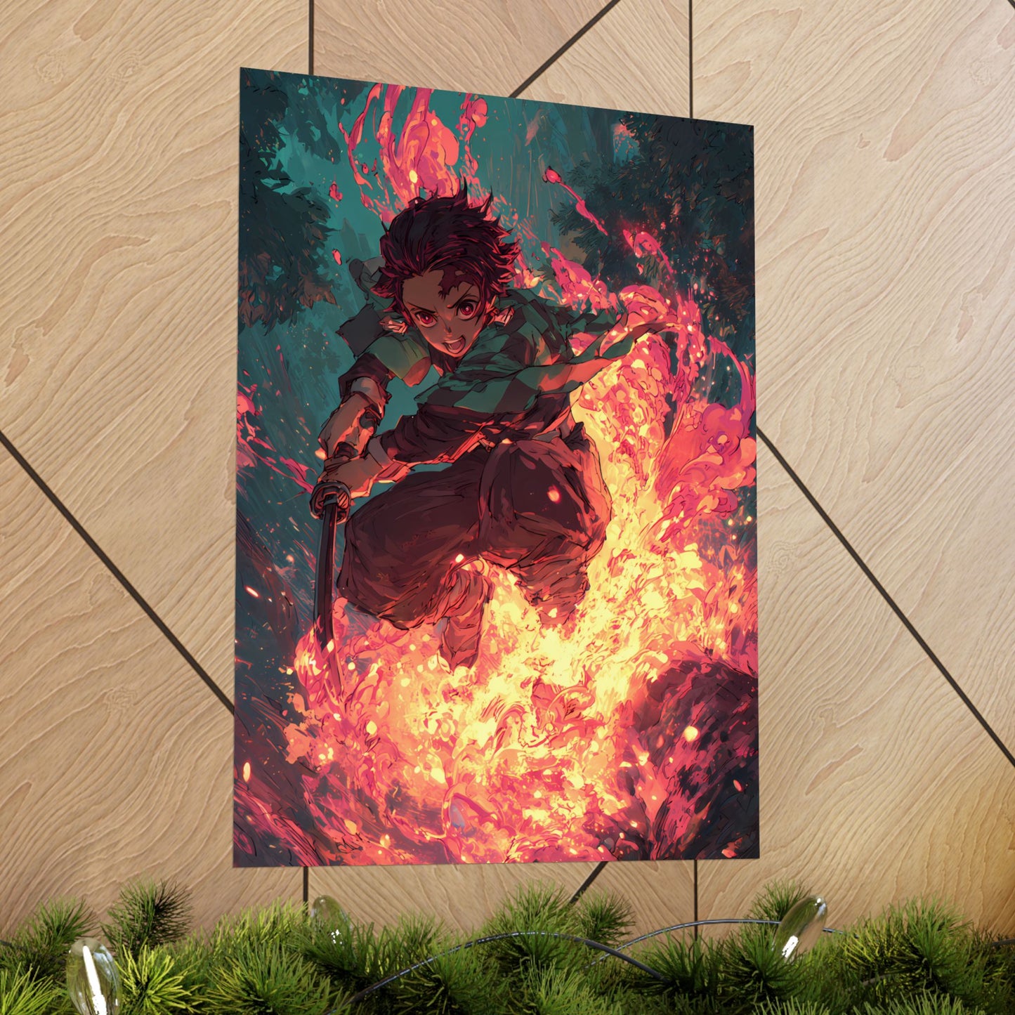 Tanjiro Kamado Hinokami Kagura, Demon Slayer Anime Matte Vertical Poster Wall Art