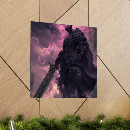 Dark Elemental Knight, Original Anime Art Matte Vertical Poster Wall Art